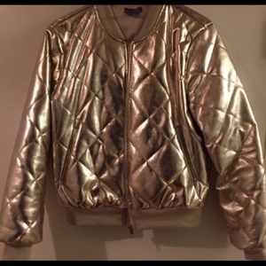 Quilted Gold Bomber Jacket